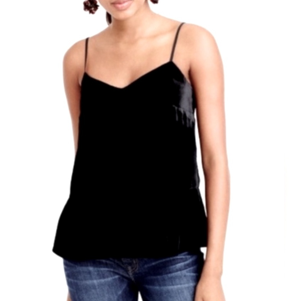 NWT JCREW Black Velvet Peplum Top SZ 8
